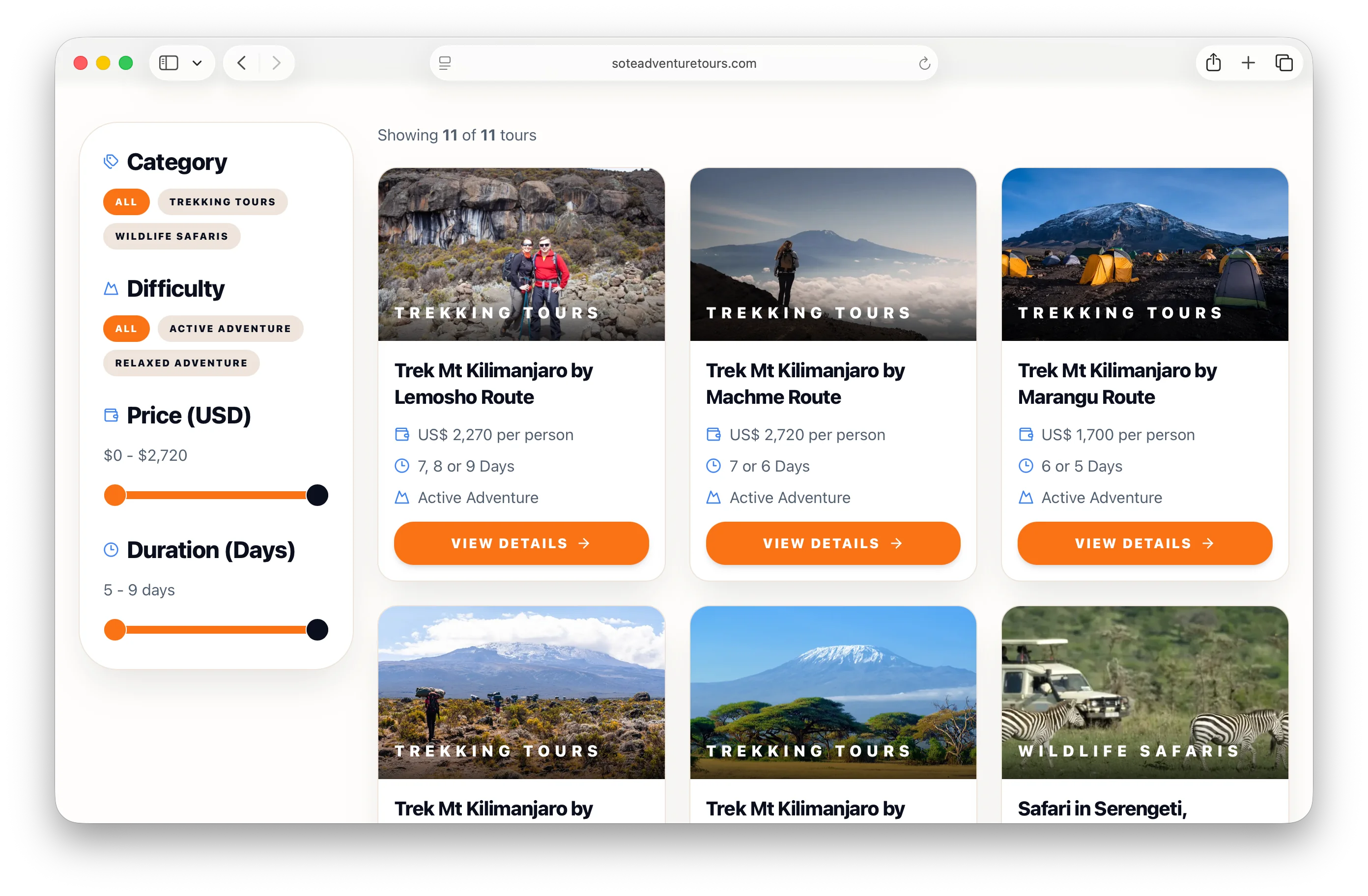 Made Selection of Tours Easier for Guests