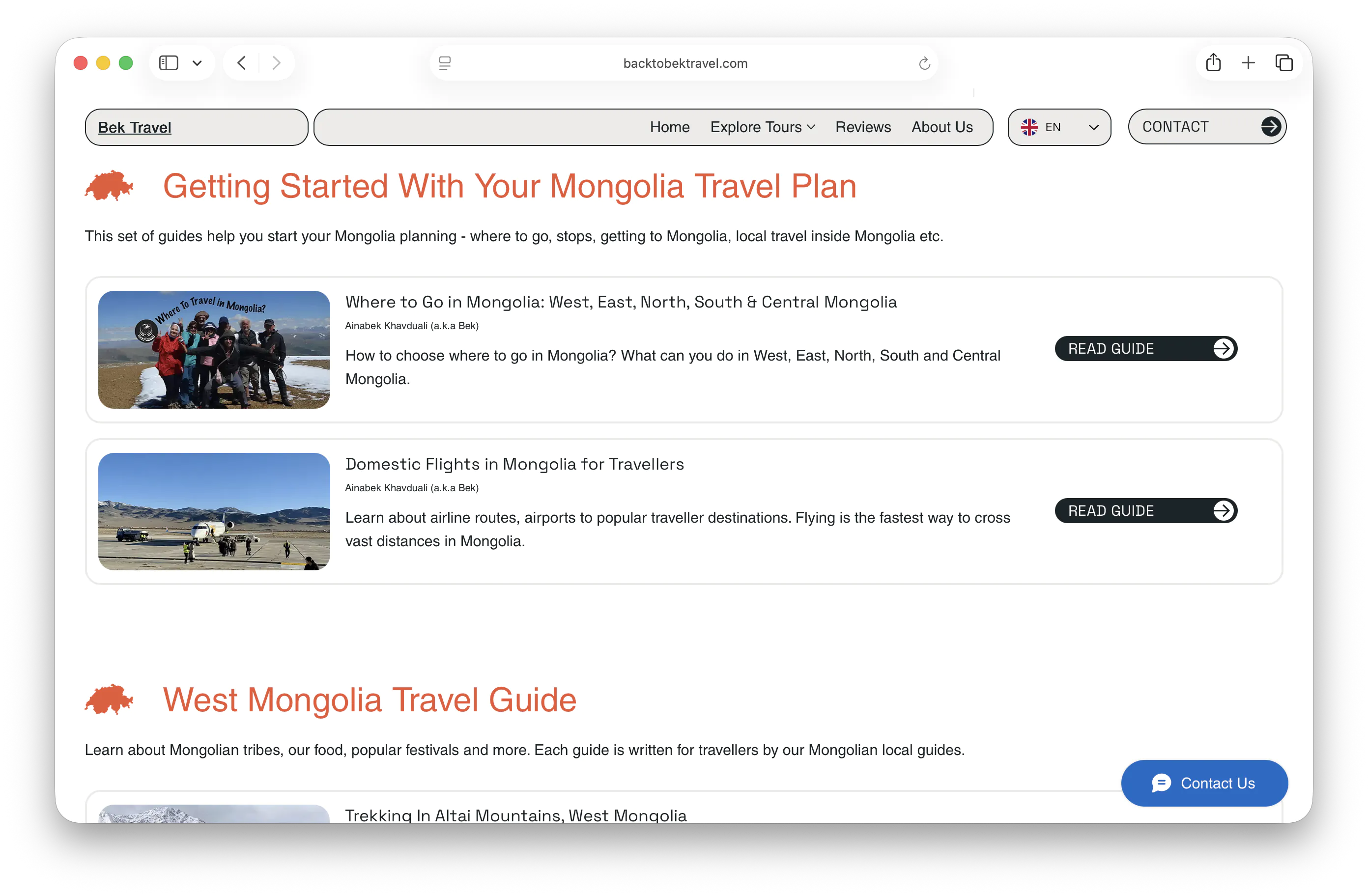 Published Monthly Traveler Guides for Google Search
